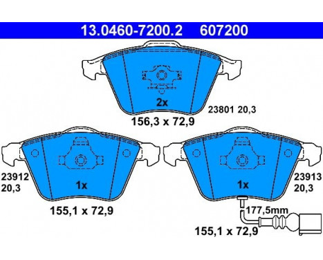 Brake Pad Set, disc brake 13.0460-7200.2 ATE, Image 2