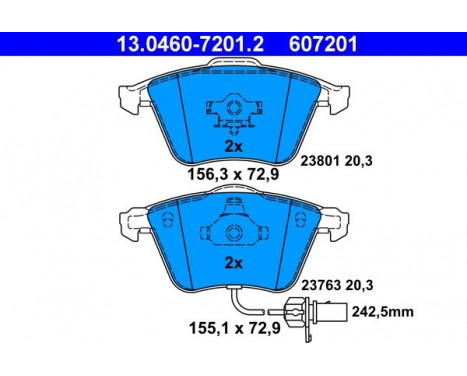 Brake Pad Set, disc brake 13.0460-7201.2 ATE, Image 2