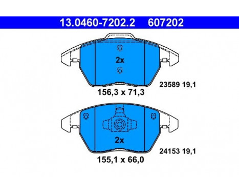 Brake Pad Set, disc brake 13.0460-7202.2 ATE, Image 2