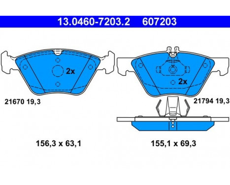 Brake Pad Set, disc brake 13.0460-7203.2 ATE, Image 2