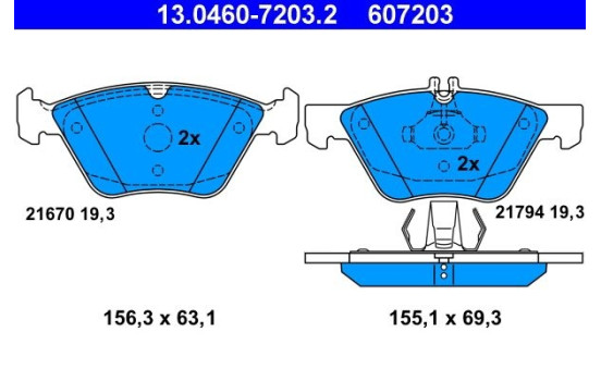 Brake Pad Set, disc brake 13.0460-7203.2 ATE, Image 2