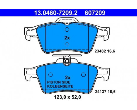 Brake Pad Set, disc brake 13.0460-7209.2 ATE, Image 2