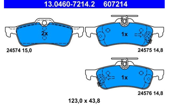 Brake Pad Set, disc brake 13.0460-7214.2 ATE