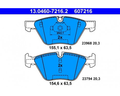 Brake Pad Set, disc brake 13.0460-7216.2 ATE, Image 2