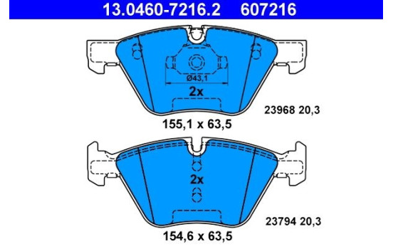 Brake Pad Set, disc brake 13.0460-7216.2 ATE, Image 2