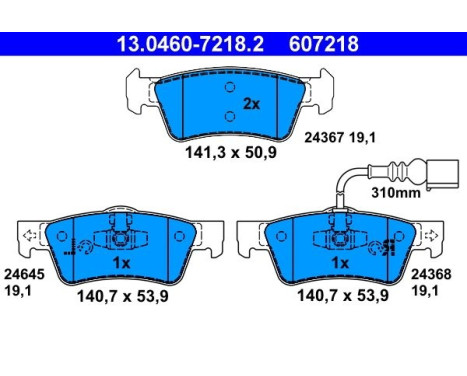Brake Pad Set, disc brake 13.0460-7218.2 ATE, Image 3