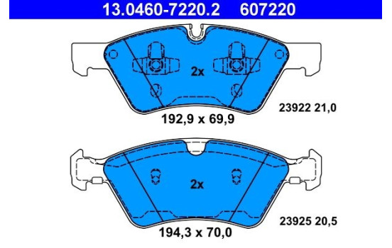Brake Pad Set, disc brake 13.0460-7220.2 ATE, Image 2