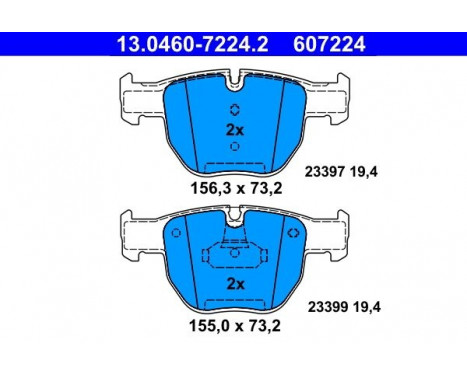 Brake Pad Set, disc brake 13.0460-7224.2 ATE, Image 2