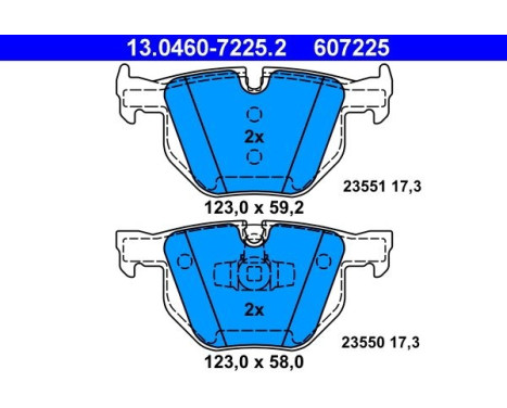Brake Pad Set, disc brake 13.0460-7225.2 ATE, Image 2