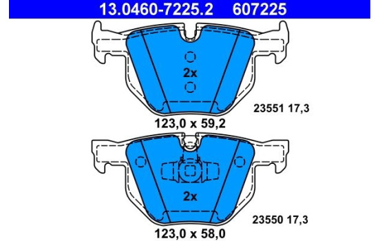 Brake Pad Set, disc brake 13.0460-7225.2 ATE, Image 2