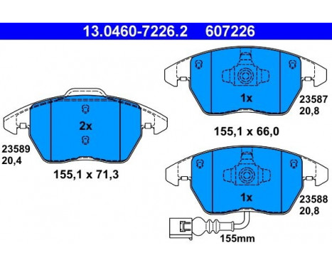 Brake Pad Set, disc brake 13.0460-7226.2 ATE, Image 2