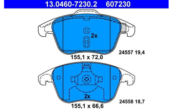 Brake Pad Set, disc brake 13.0460-7230.2 ATE, Image 2