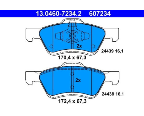 Brake Pad Set, disc brake 13.0460-7234.2 ATE, Image 2