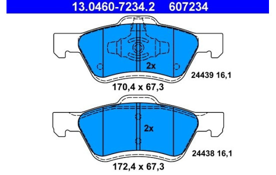 Brake Pad Set, disc brake 13.0460-7234.2 ATE, Image 2