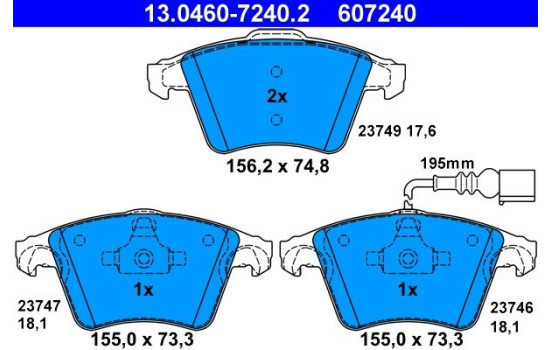 Brake Pad Set, disc brake 13.0460-7240.2 ATE, Image 2