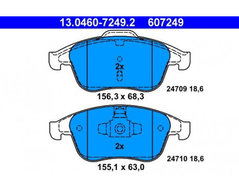 Brake Pad Set, disc brake 13.0460-7249.2 ATE, Image 2