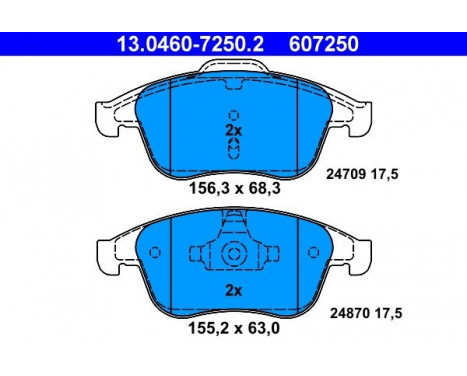 Brake Pad Set, disc brake 13.0460-7250.2 ATE, Image 2