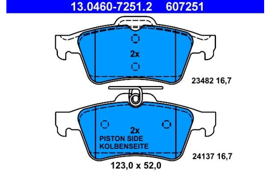 Brake Pad Set, disc brake 13.0460-7251.2 ATE, Image 2
