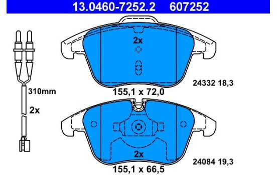 Brake Pad Set, disc brake 13.0460-7252.2 ATE, Image 2