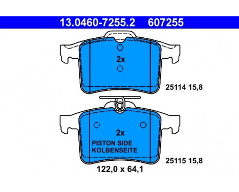 Brake Pad Set, disc brake 13.0460-7255.2 ATE, Image 2