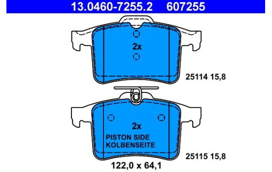 Brake Pad Set, disc brake 13.0460-7255.2 ATE, Image 2