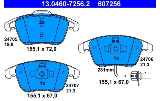 Brake Pad Set, disc brake 13.0460-7256.2 ATE, Image 2
