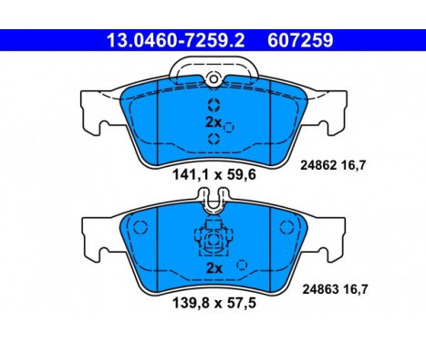 Brake Pad Set, disc brake 13.0460-7259.2 ATE, Image 2