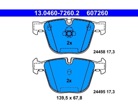 Brake Pad Set, disc brake 13.0460-7260.2 ATE, Image 2