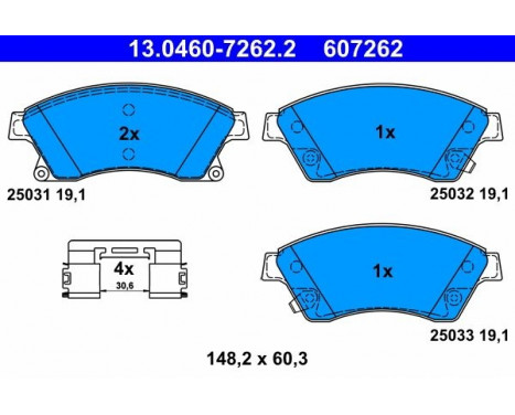 Brake Pad Set, disc brake 13.0460-7262.2 ATE, Image 2