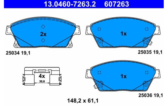 Brake Pad Set, disc brake 13.0460-7263.2 ATE, Image 2