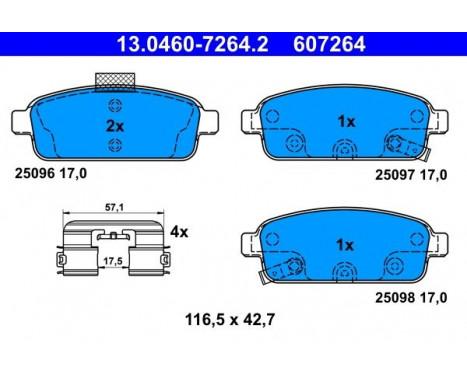 Brake Pad Set, disc brake 13.0460-7264.2 ATE, Image 2