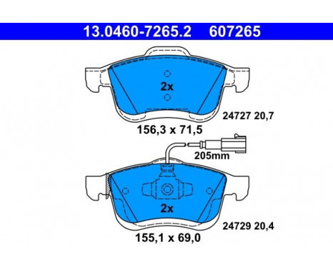 Brake Pad Set, disc brake 13.0460-7265.2 ATE, Image 2