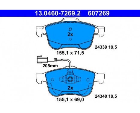 Brake Pad Set, disc brake 13.0460-7269.2 ATE, Image 2