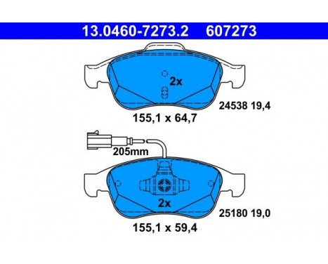 Brake Pad Set, disc brake 13.0460-7273.2 ATE, Image 2