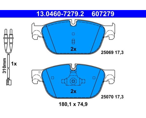 Brake Pad Set, disc brake 13.0460-7279.2 ATE, Image 2