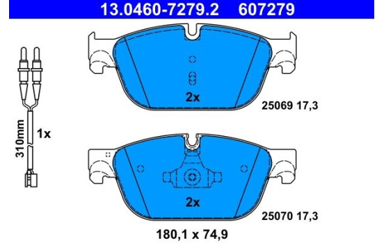 Brake Pad Set, disc brake 13.0460-7279.2 ATE, Image 2