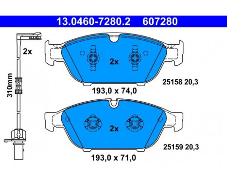 Brake Pad Set, disc brake 13.0460-7280.2 ATE, Image 2