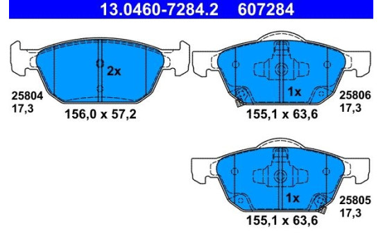 Brake Pad Set, disc brake 13.0460-7284.2 ATE, Image 2