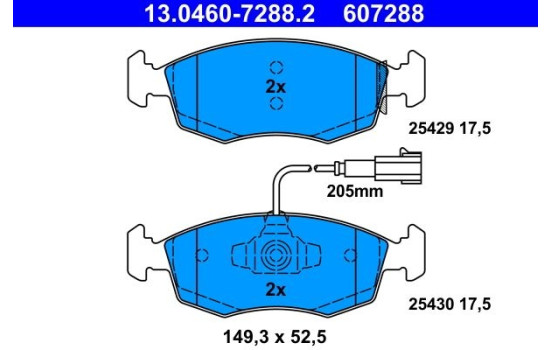 Brake Pad Set, disc brake 13.0460-7288.2 ATE, Image 2