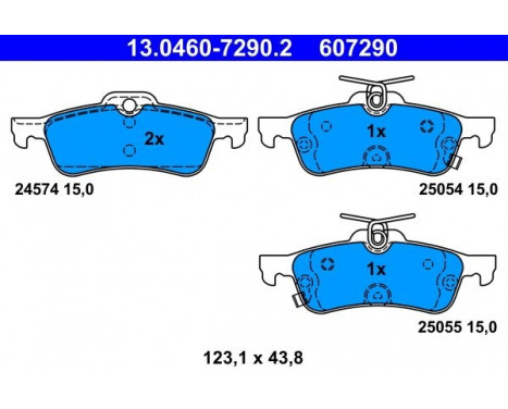 Brake Pad Set, disc brake 13.0460-7290.2 ATE