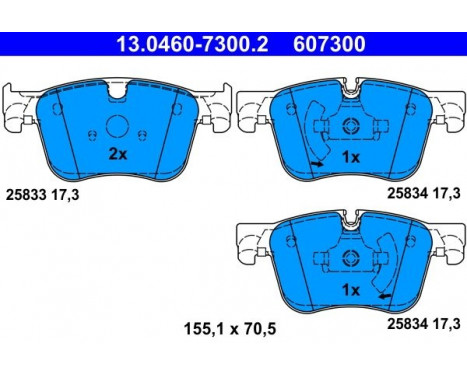 Brake Pad Set, disc brake 13.0460-7300.2 ATE, Image 2