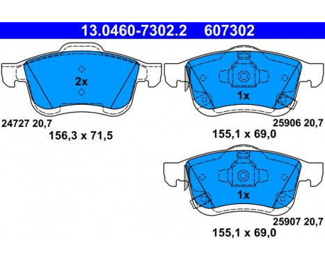 Brake Pad Set, disc brake 13.0460-7302.2 ATE