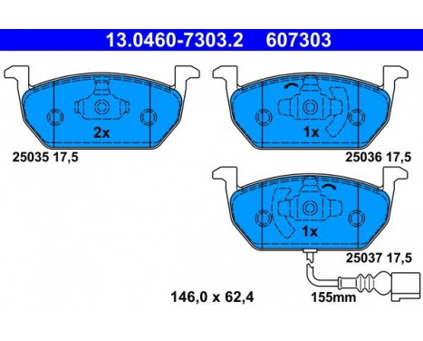 Brake Pad Set, disc brake 13.0460-7303.2 ATE, Image 2