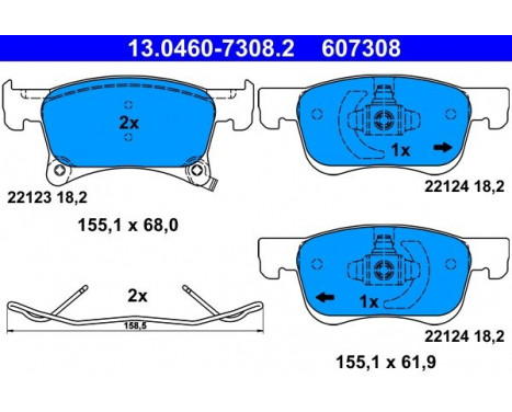 Brake Pad Set, disc brake 13.0460-7308.2 ATE, Image 2