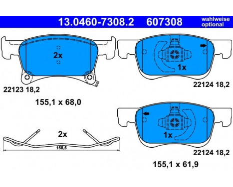 Brake Pad Set, disc brake 13.0460-7308.2 ATE, Image 3