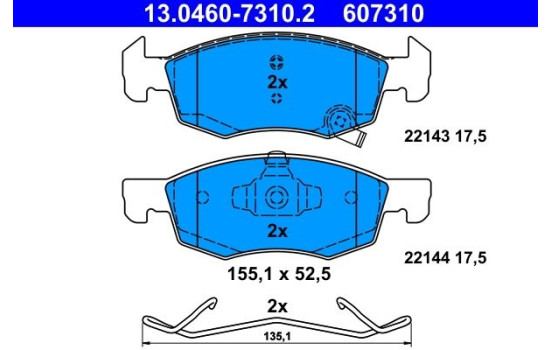 Brake Pad Set, disc brake 13.0460-7310.2 ATE, Image 2