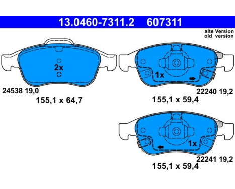 Brake Pad Set, disc brake 13.0460-7311.2 ATE