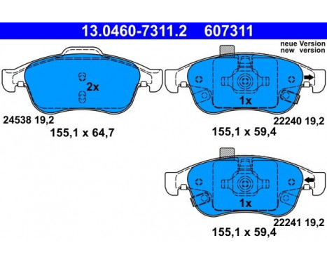 Brake Pad Set, disc brake 13.0460-7311.2 ATE, Image 2