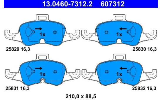 Brake Pad Set, disc brake 13.0460-7312.2 ATE