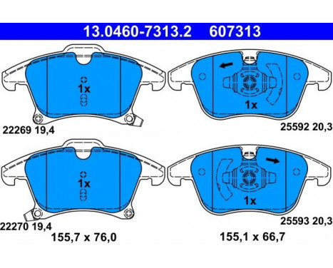 Brake Pad Set, disc brake 13.0460-7313.2 ATE